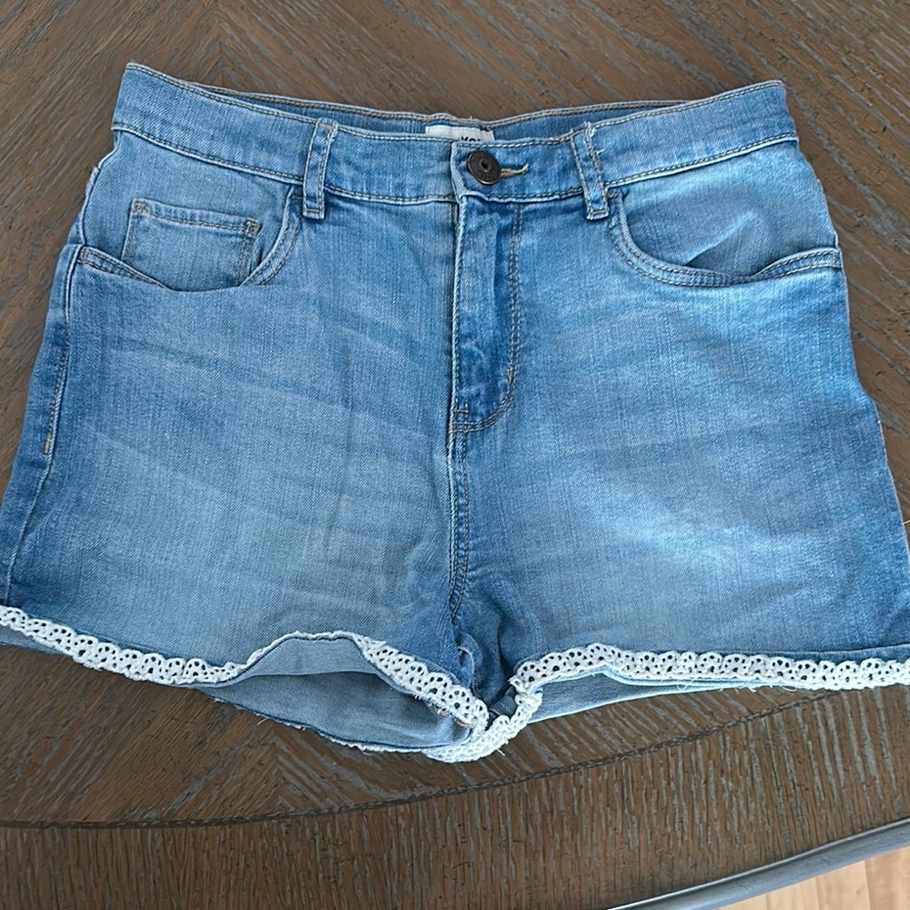 OshKosh B'gosh Denim Blue Kids Shorts with Lace Trim